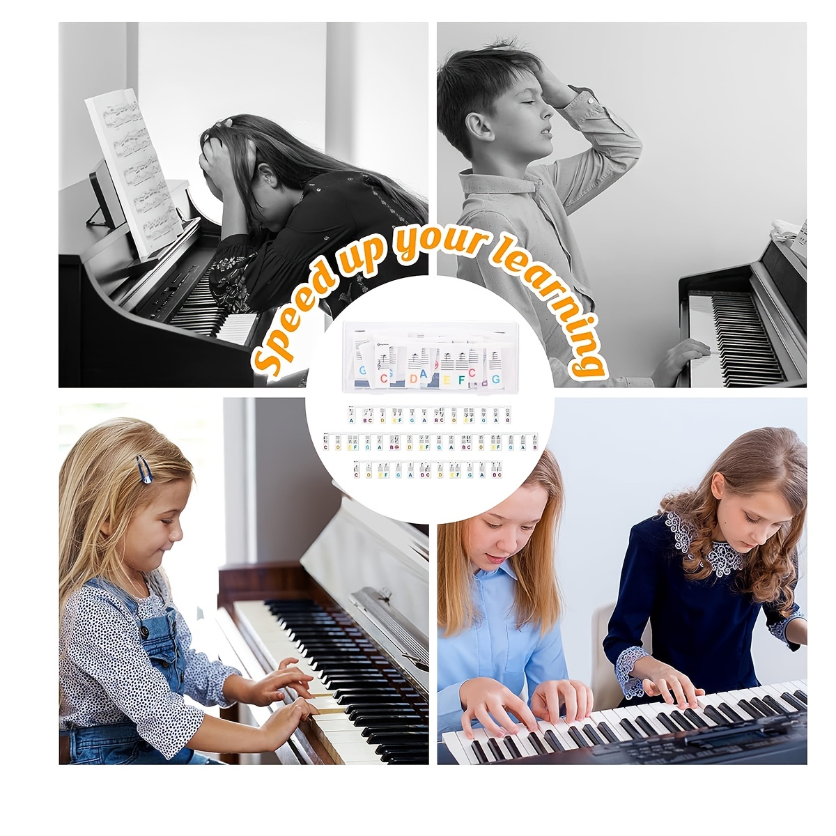 88 touches amovible piano clavier notes étiquettes réutilisables silicone piano  clavier autocollants pour débutants enfants Electronic Piano Accessoire  Superbe