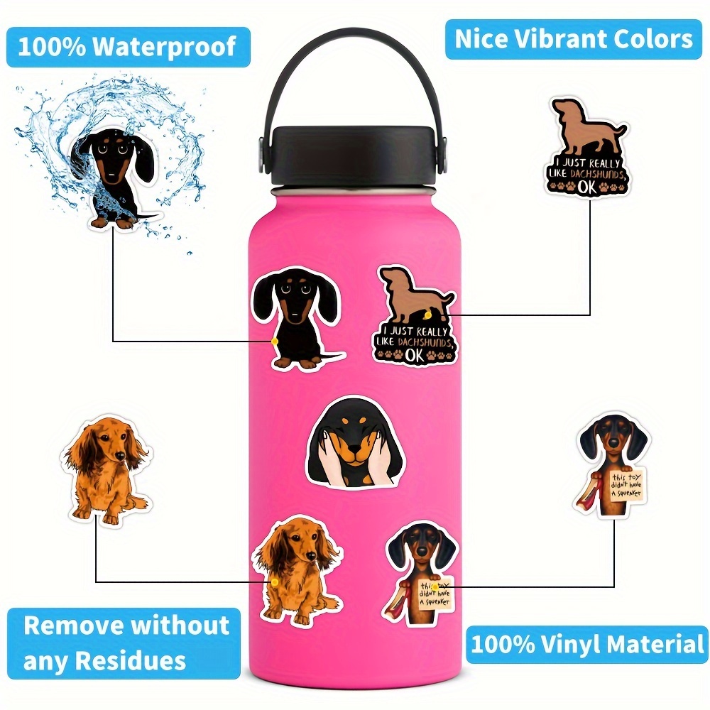 Dachshund Dog Cartoon Sticker Decals: Cute and Waterproof for Kids