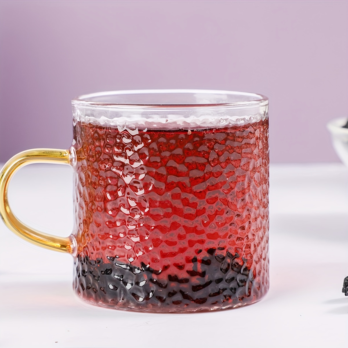 Glass Water Cup With Handle Embossed Glass Coffee Cups Heat - Temu