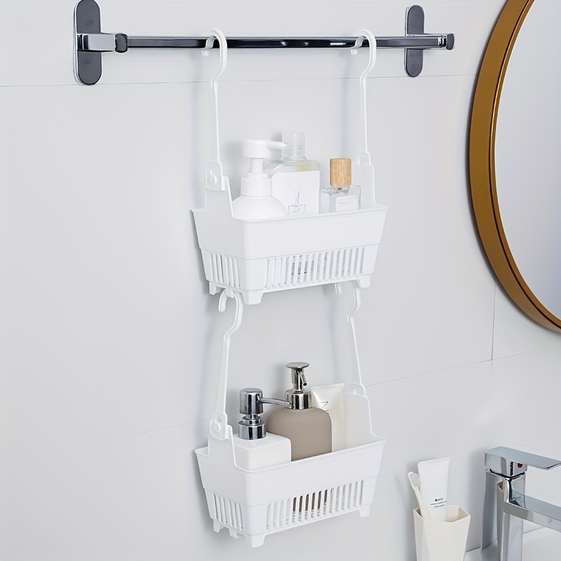 Bathroom Hanging Toiletries Storage Basket, Stackable Drain Basket