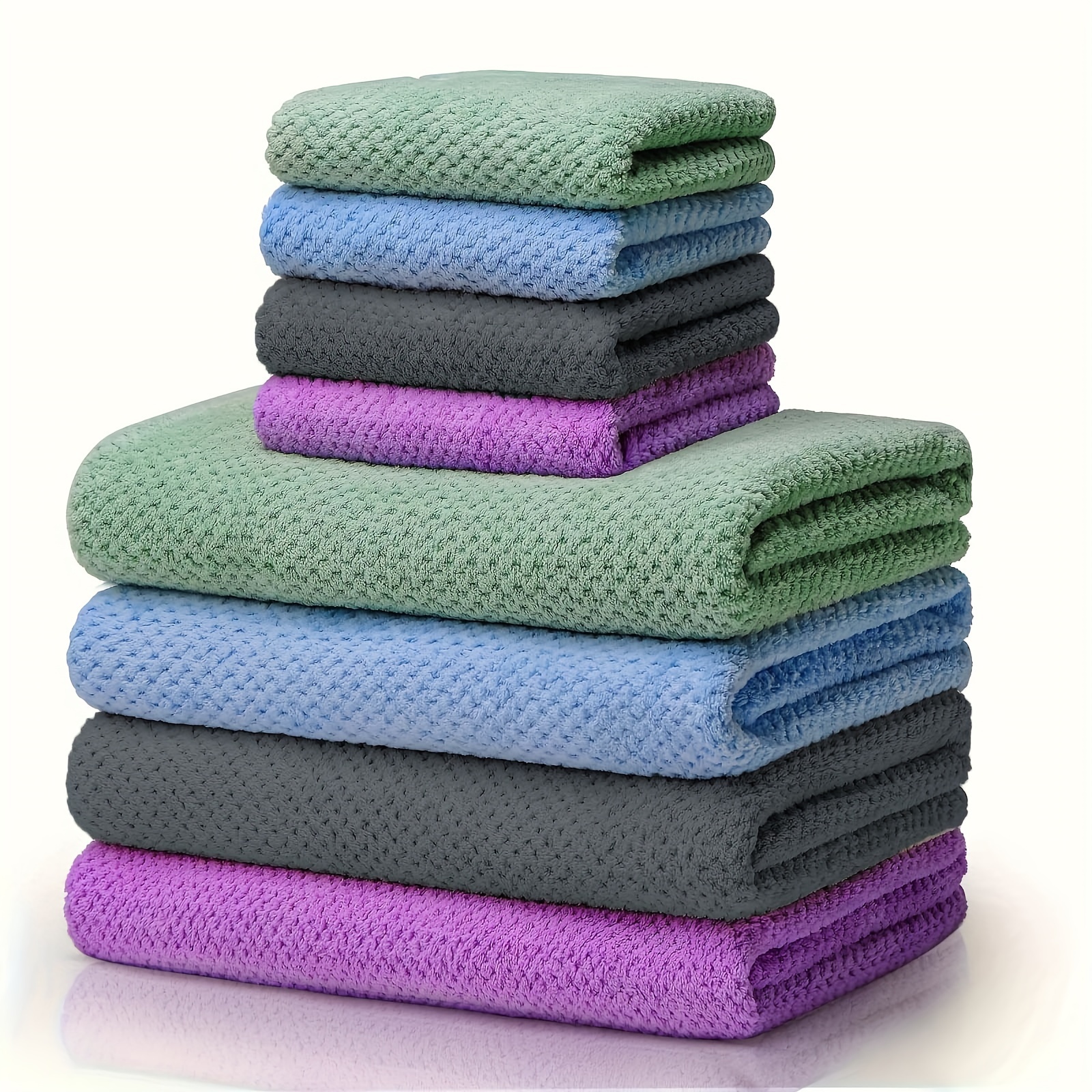 8pc Cotton Bath Towel Set Purple