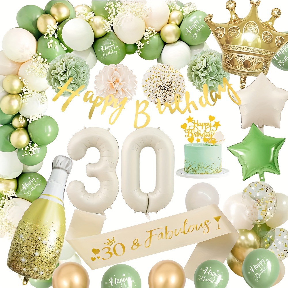 Ayuqi 40th Green and Gold Party Decorations, Green Birthday Decorations for 40th Men Women, Green and Gold Balloons Party Supplies Happy Birthday