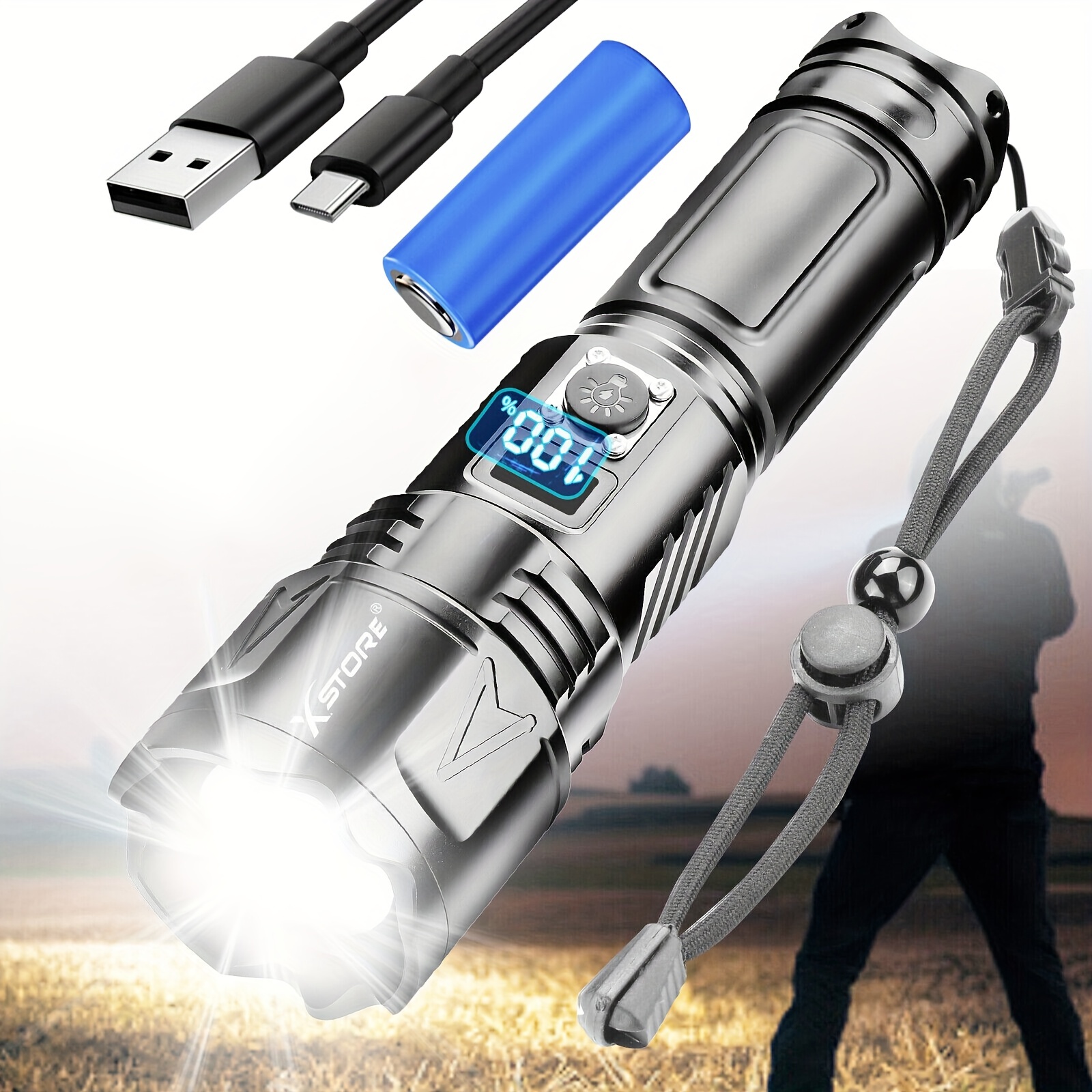 WUBEN C3 LED Flashlight USB C Rechargeable Torch 1200