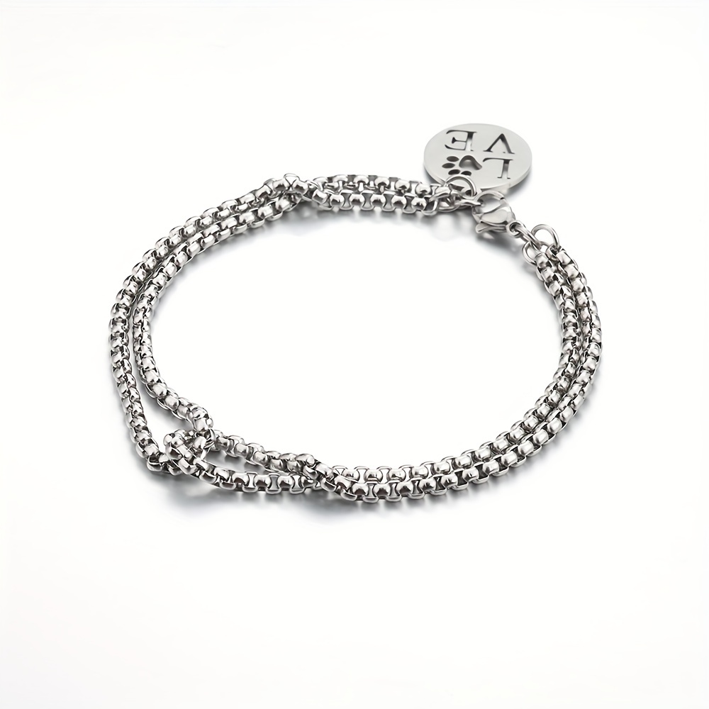 1pc New Trendy Stainless Steel Round Initial Bracelet For Women