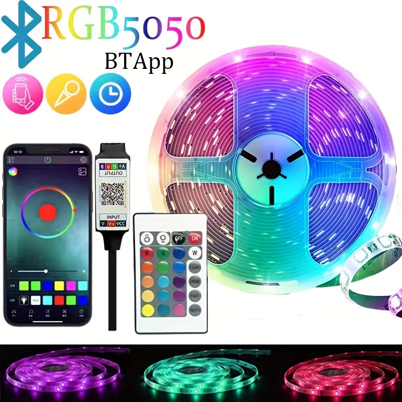 Rgb Led Strip Lights Music Sync Color Changing Smart Application Remote