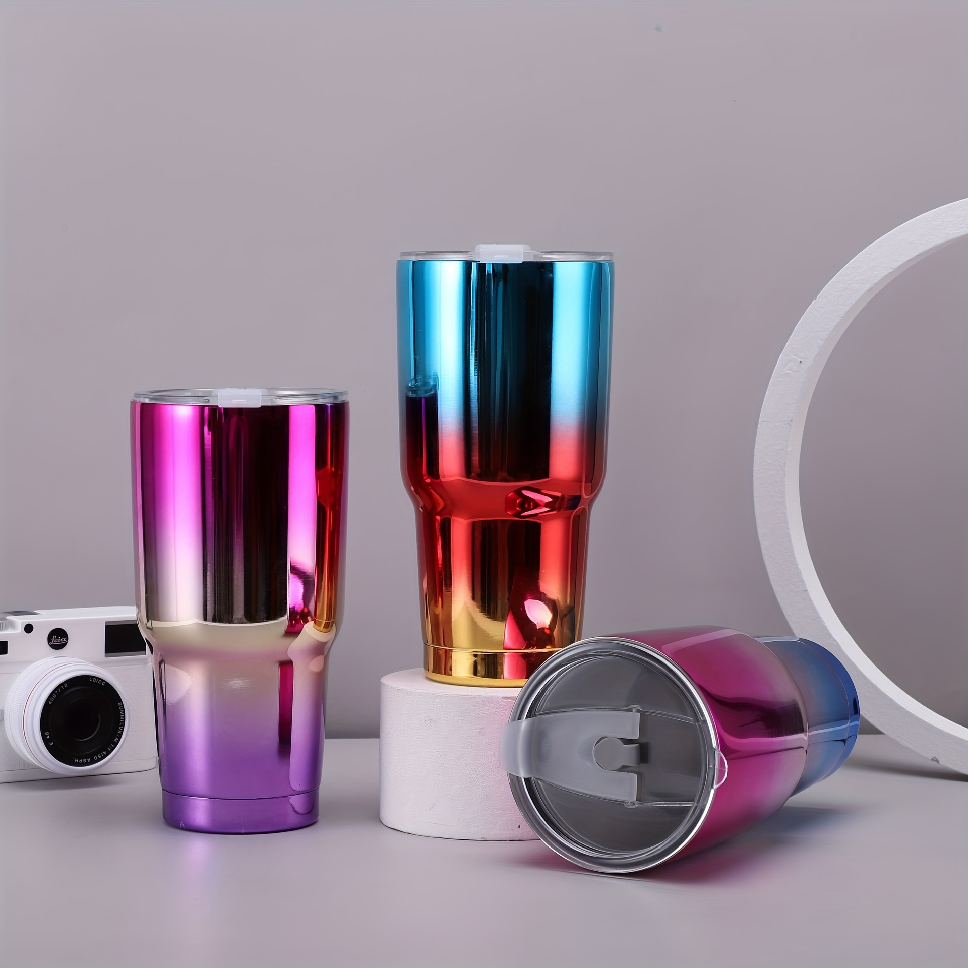 Car Cup Stainless Steel Double Wall Tumbler With Lid And - Temu