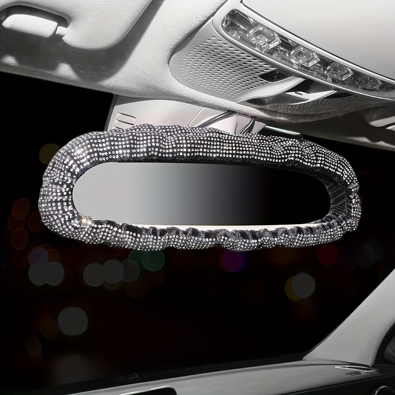 Anneau de décoration Accessoires intérieurs voiture en cristal Couverture  rétroviseur cuir miroir automatique