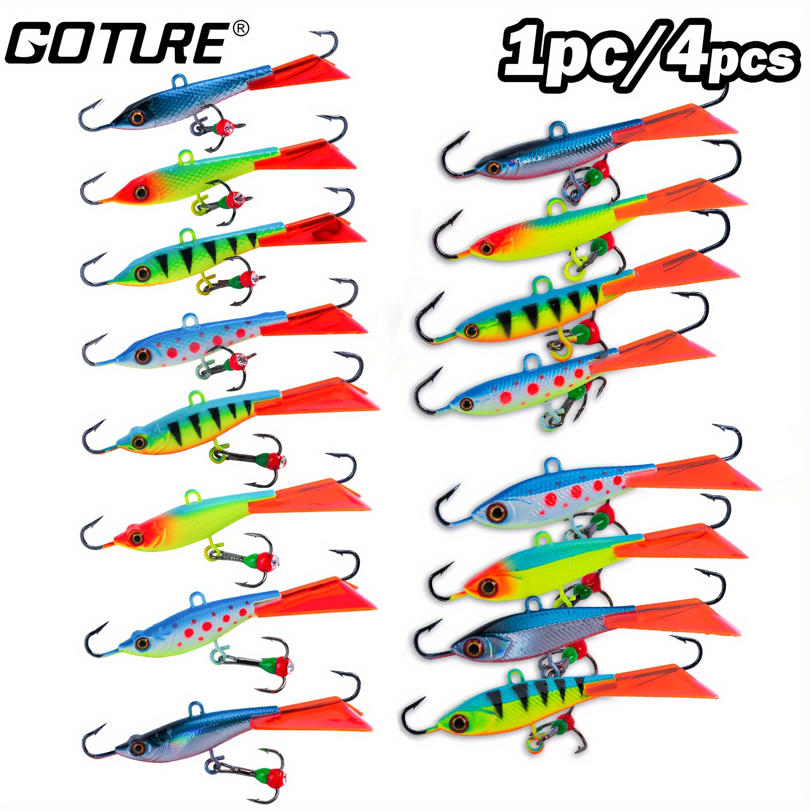 Fishing Lures Set, Ice Fishing Lures with 3 Sharp Hooks Winter