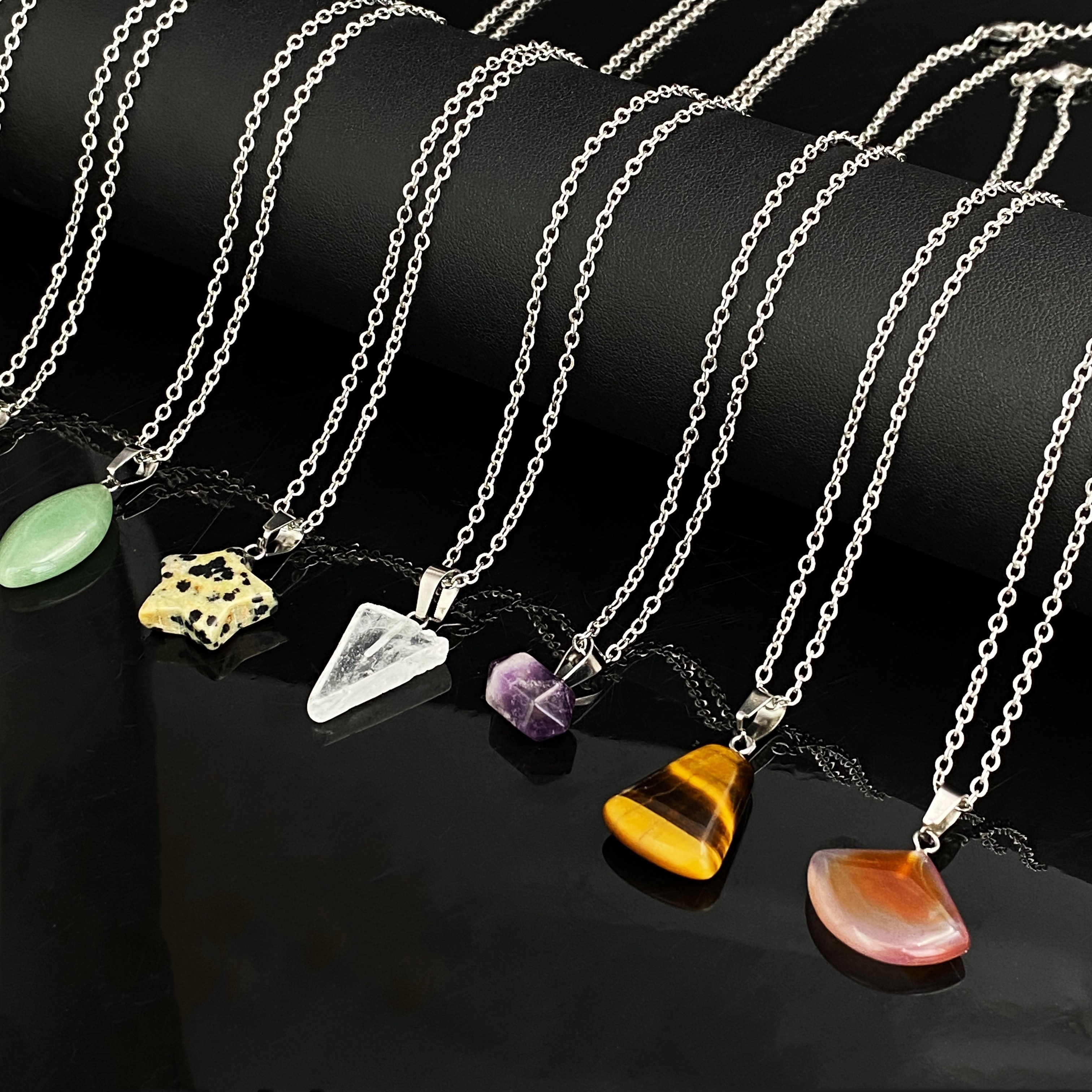 10pcs/set Random Color Natural Stone Pendants Charms for DIY Women