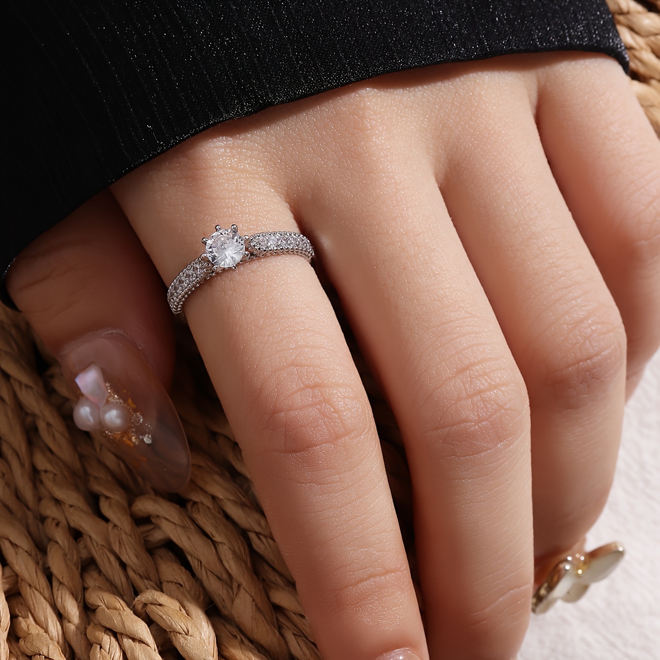Fashionable Minimalist Women's Ring, High End Copper with Zirconia