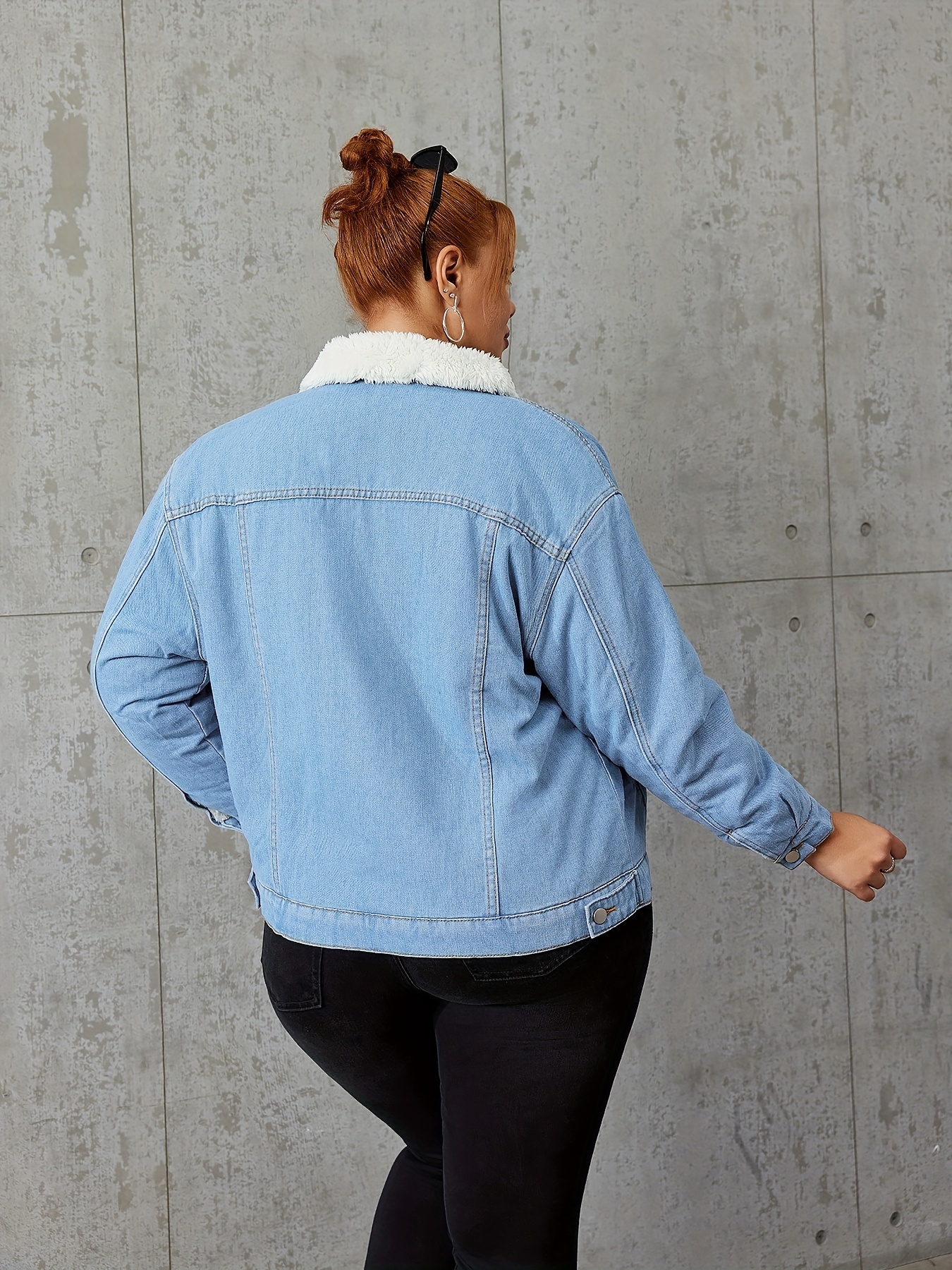 Sherpa lined denim clearance jacket plus size