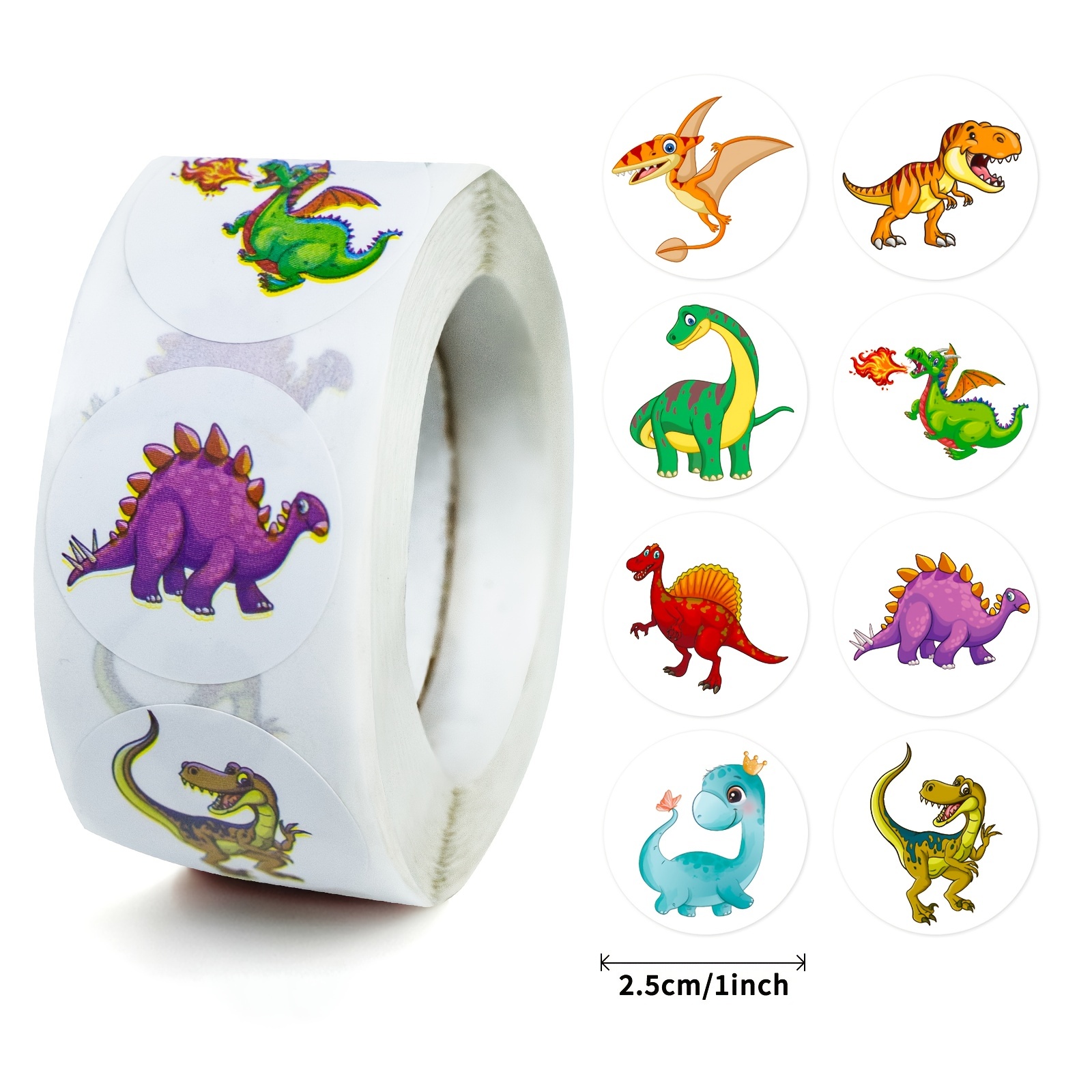 Round Dinosaur Stickers For Kids Teacher Reward Stickers - Temu