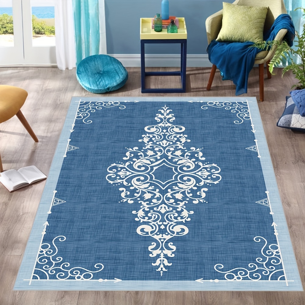 Blue Kitchen Rug Boho Anti Fatigue Kitchen Rugs, Vintage Absorbent Non Slip  Rugs,soft Faux Sheepskin Floor Mat For Living Room Bedroom Bedside, Easy To  Clean, Washable Anti-skid Throw Rugs Home Decor, Room