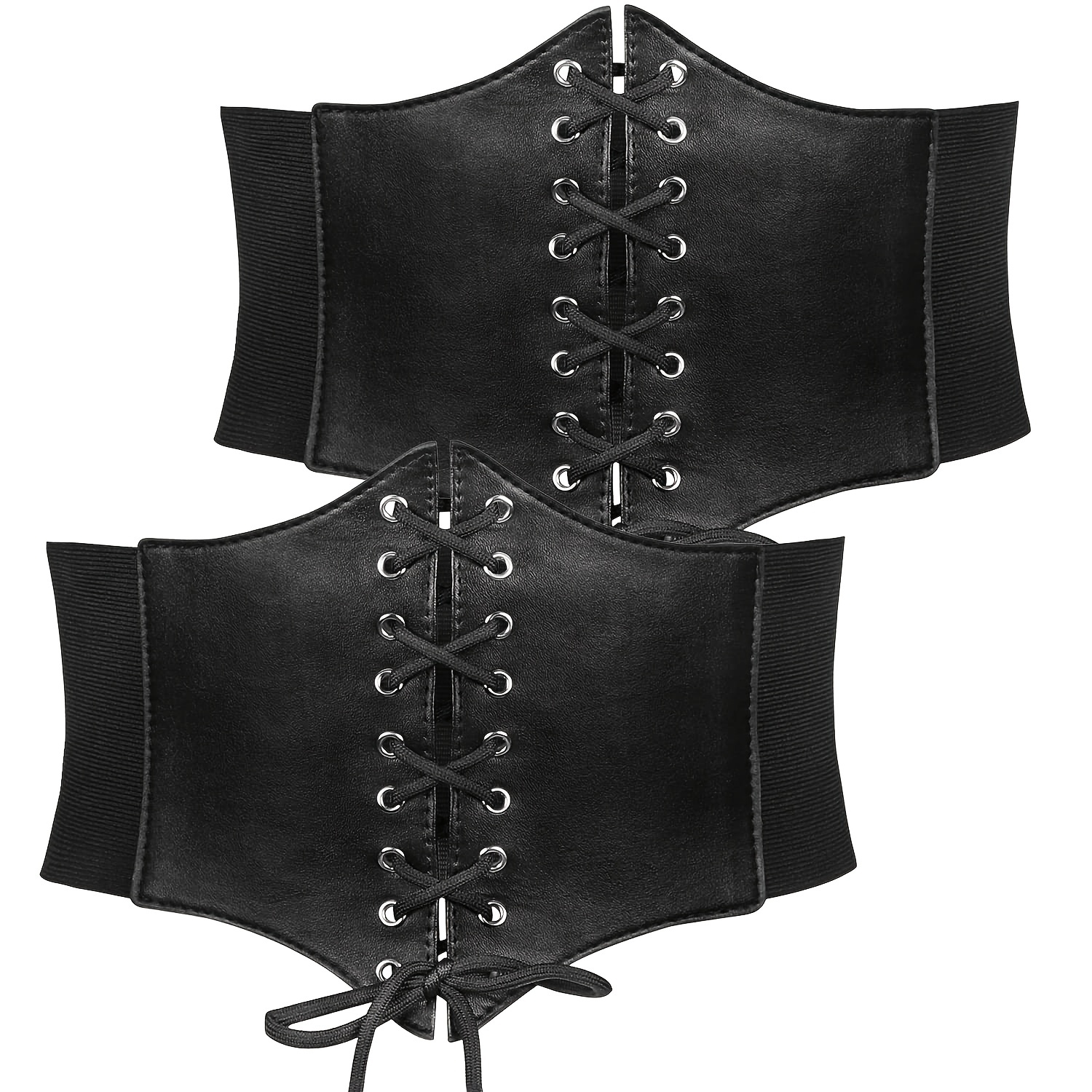 Black Lace Up Waist Cinch Corset Belt