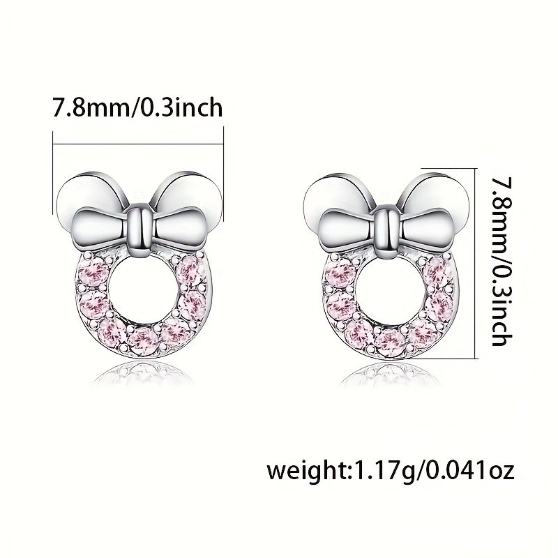 S925 Silver Cute Cartoon Hollow Mickey Head Stud Earrings Simple Exquisite  Full Of Zircon Delicate Gifts For Women Girls - Temu