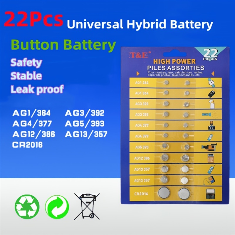 

22pcs Mixed Button Electronics Manufacturers Direct Sales Watch Battery Car Battery