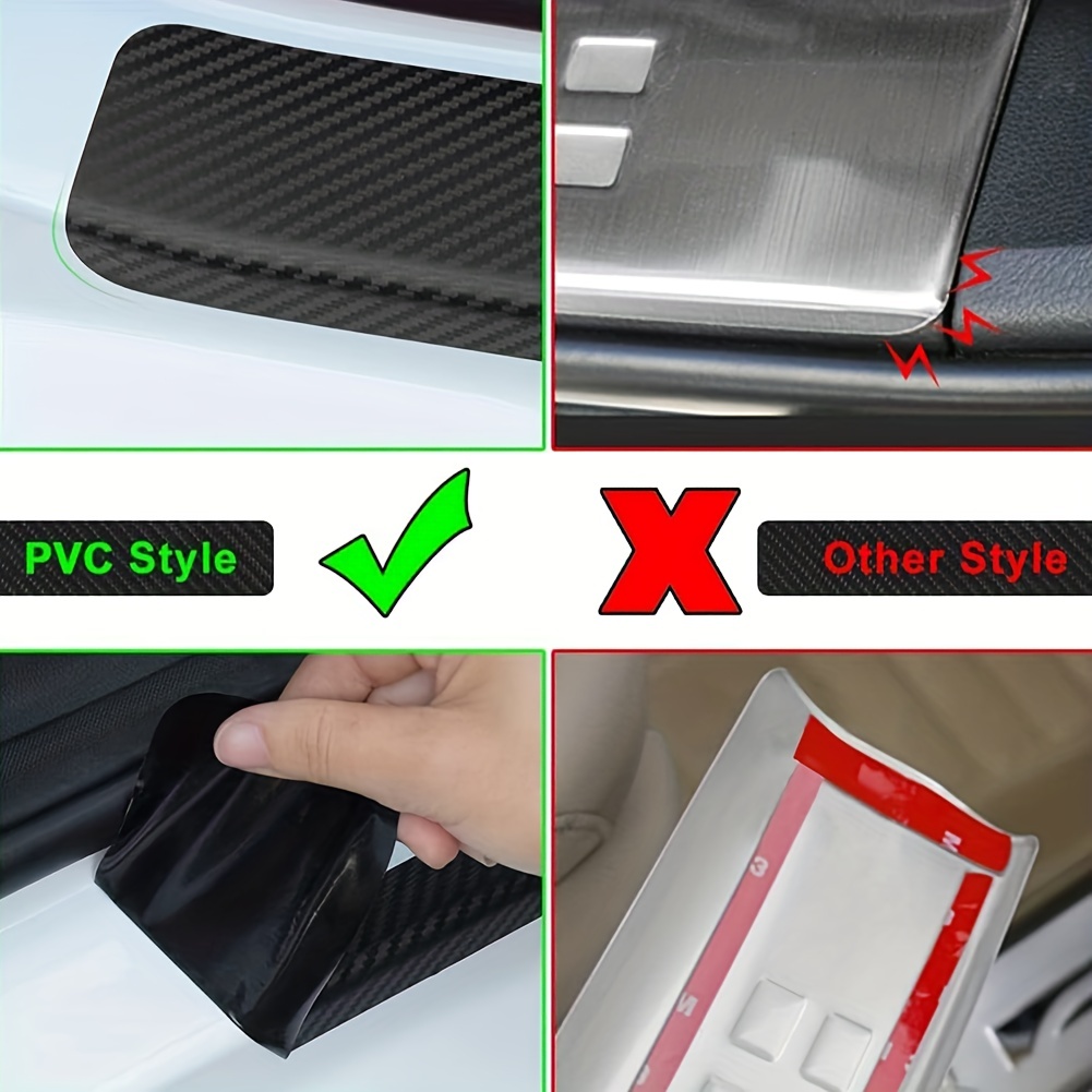 4Pcs 23.6Inch Car Door Sill Protector, Automotive Door Sill Scuff Plate  Film Carbon Fiber Vinyl Wrap Stickers Bumper Protector Guard, Interior