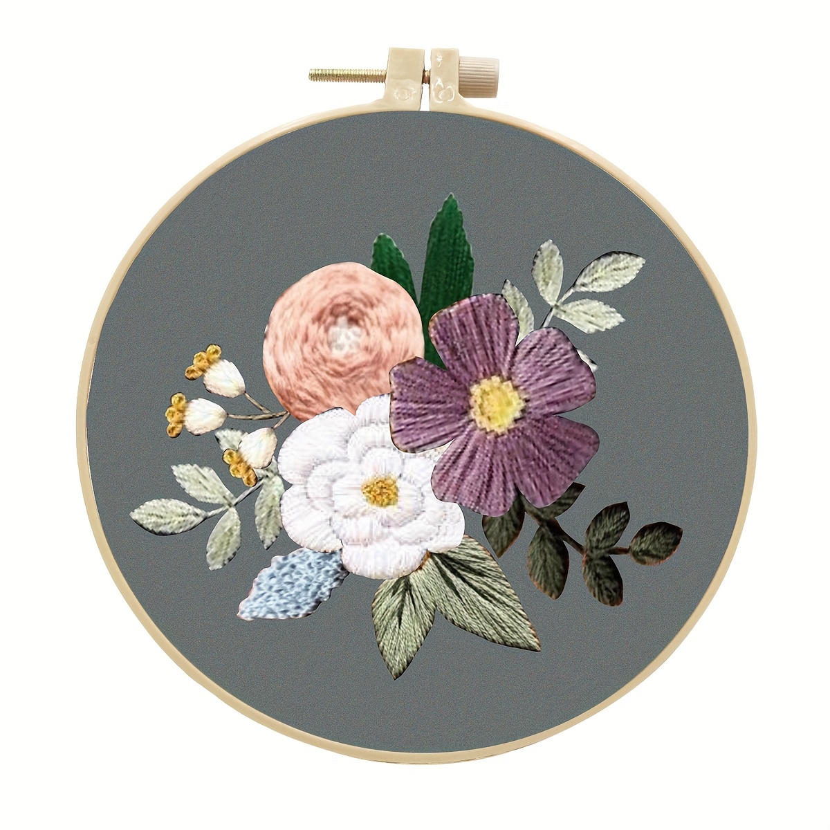 Color Floral Embroidery Kit Diy Starter Embroidery Set With - Temu