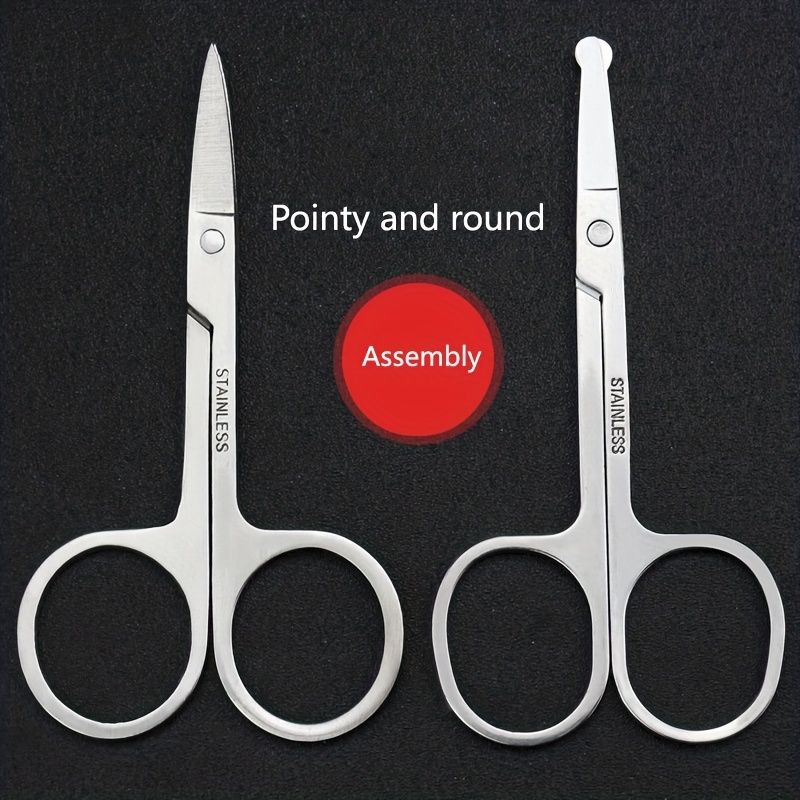 1Pc Stainless Steel Small Cosmetic Scissors Eyebrow Trimming Pointed Round  Head Small Scissors Beard Shaving Beauty Scissors