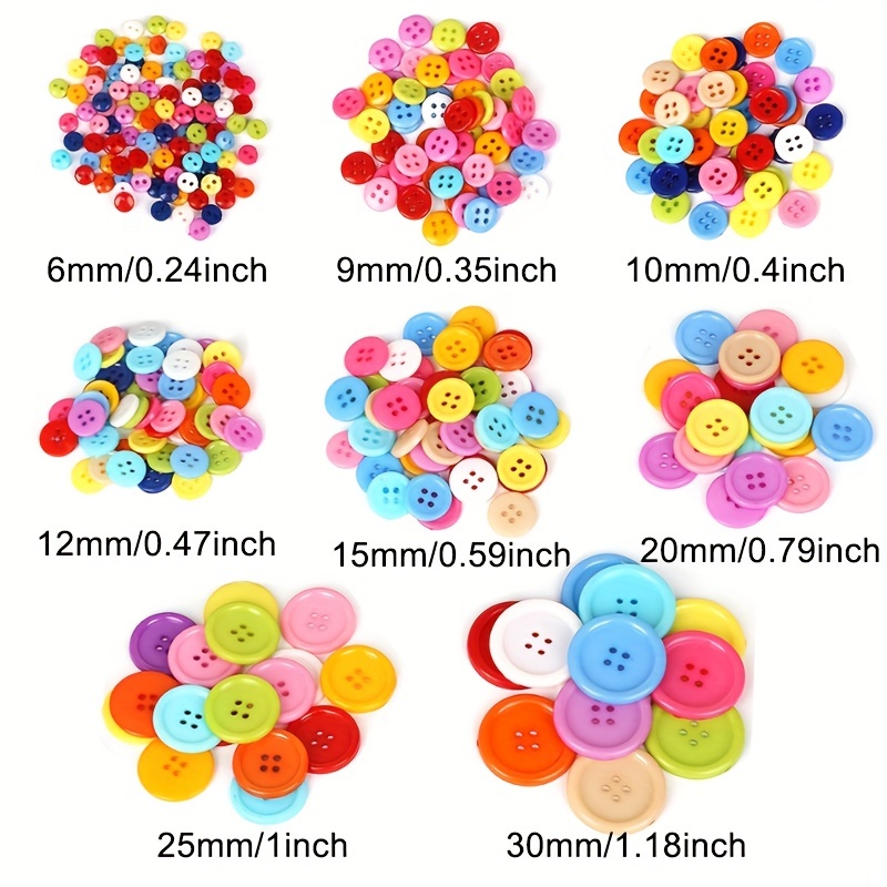 50/100Pcs/Pack 2 Holes 15mm Mixed Color Resin Buttons For Baby
