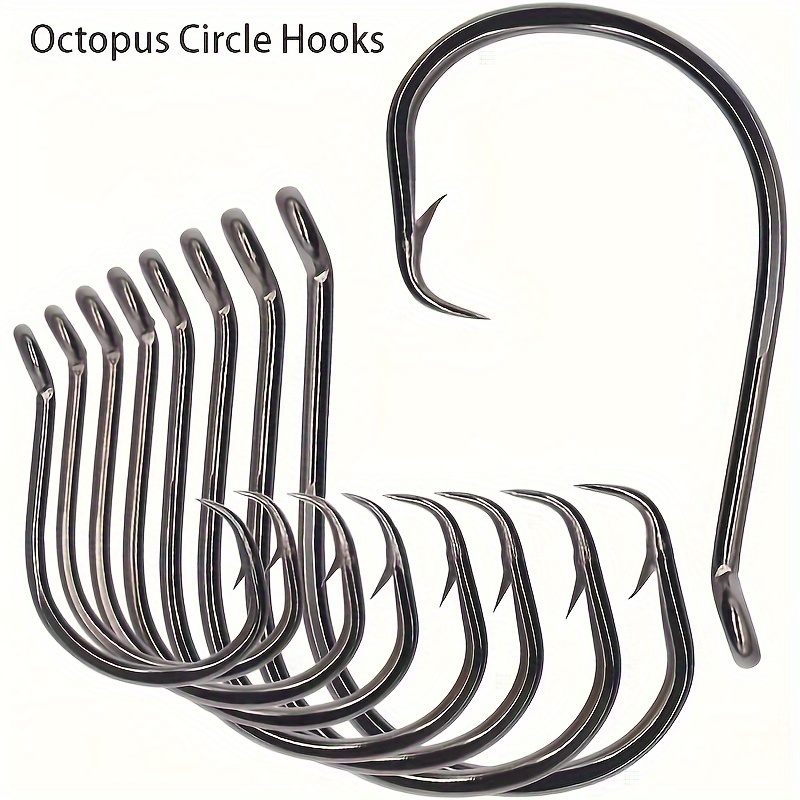Octopus Circle Hooks Black High Carbon Steel Hooks Saltwater - Temu