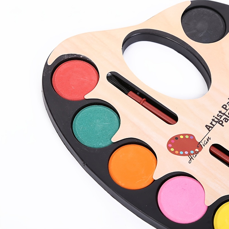 Watercolor Paint Set, Horseshoe Paint Disc Solid Watercolor Powder Oval  Palette Powder Solid Watercolor Paint For Children, 12 Colors And 10  Brushes O