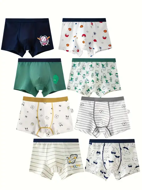 4 Pcs Toddler Boys Underwear 95% Cotton Soft Breathable Cartoon Spaceman  Pattern Comfy Boxers Briefs
