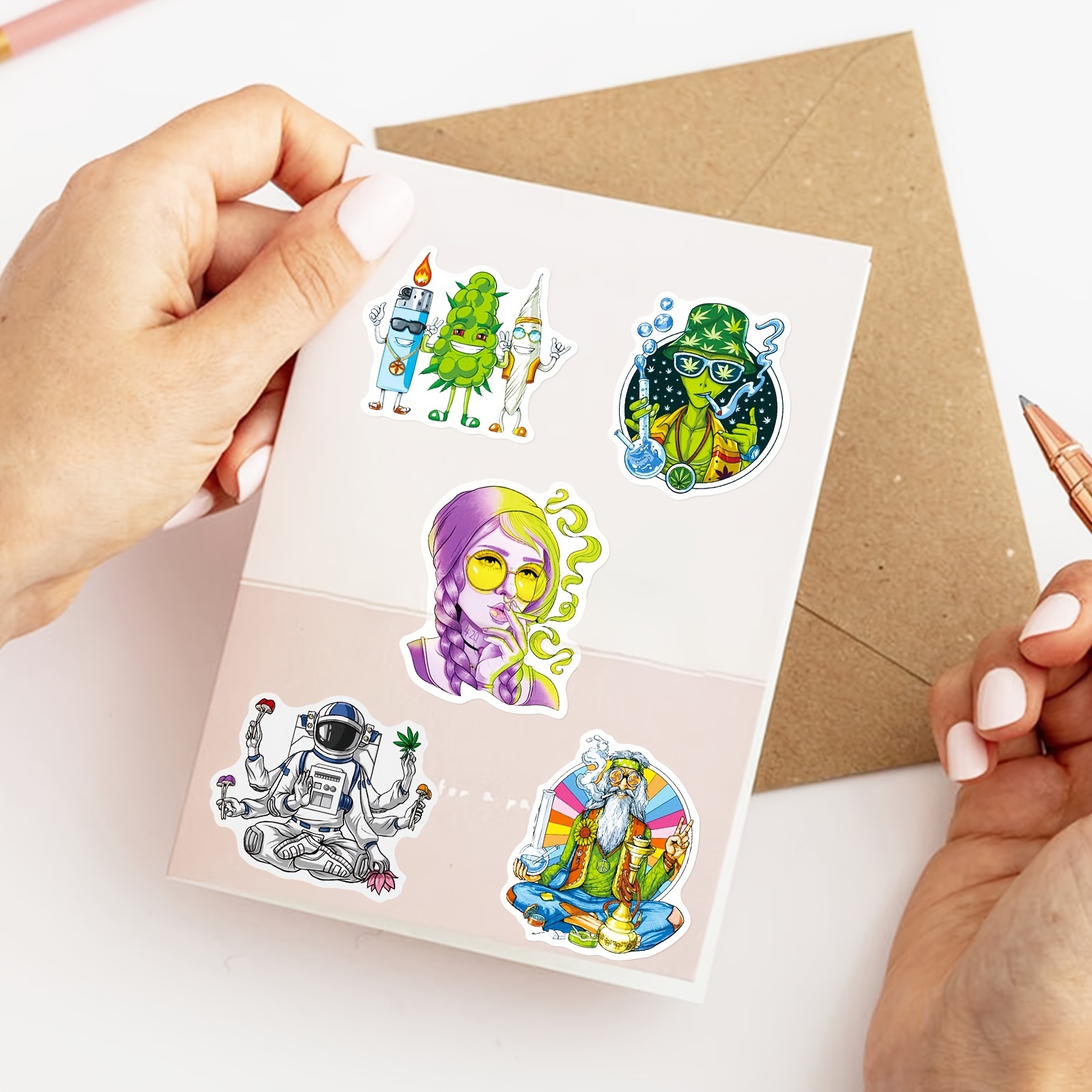 89/50pcs Cartoon & Botanical Stickers For Decoration, Graffiti