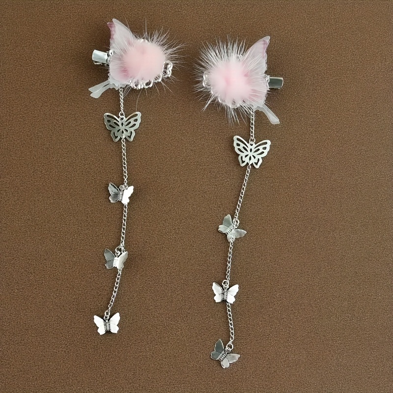 1pair Sweet Cute Y2k Premium Hair Clips Fur Ball Butterfly Design Tassel  Hair Clips Women Girls Princess Style Hair Accessories Gift Photo Props -  Toys & Games - Temu Australia