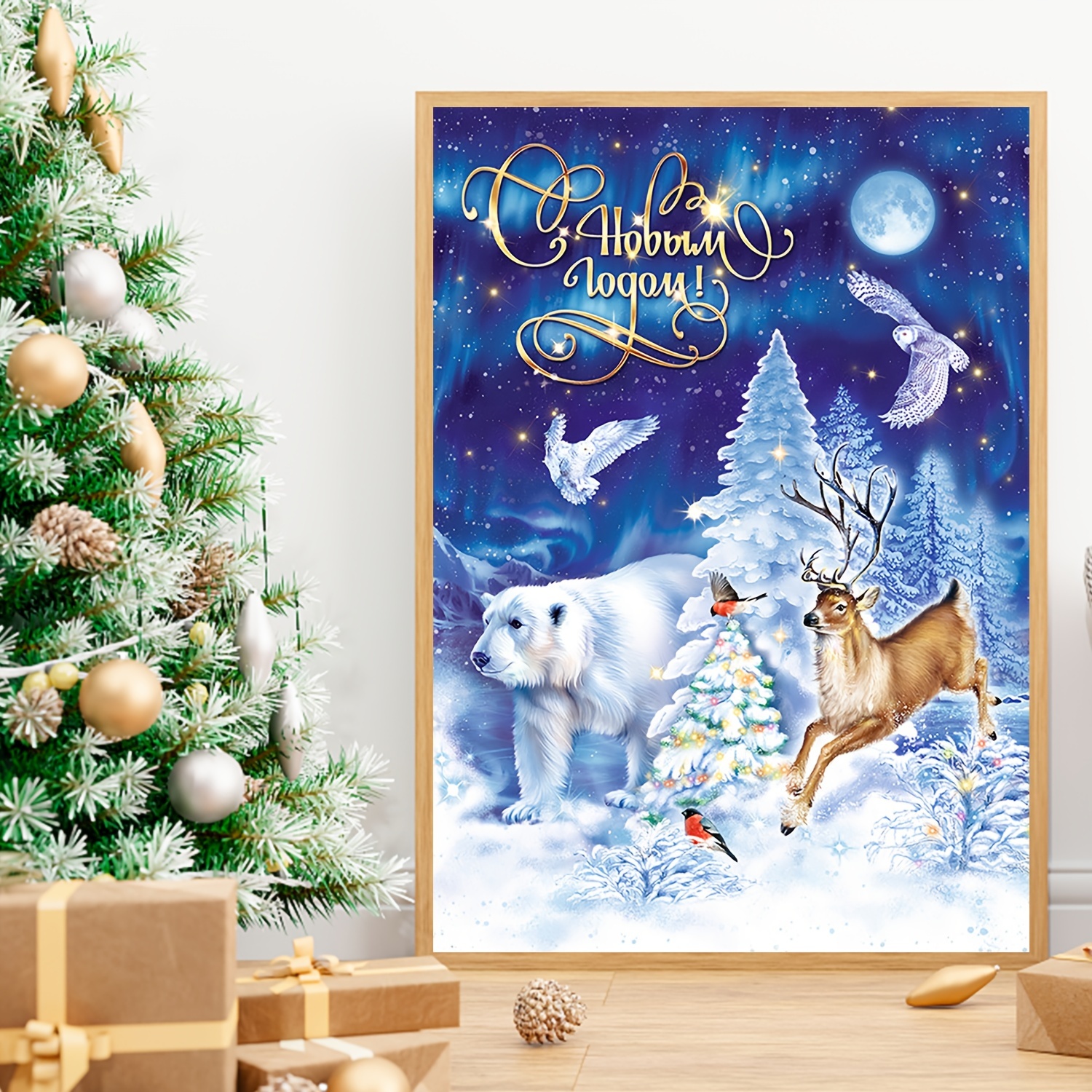 Christmas Diamond Painting Kits, 5d Christmas Tree Elk Full Round