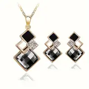 1 pair of earrings 1 necklace elegant jewelry set geometric design multi colors for u to choose match daily outfits party accessories details 5
