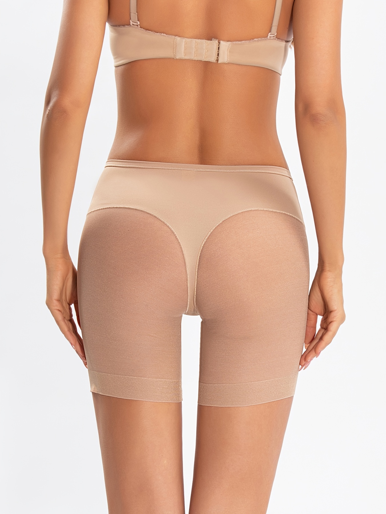 Beige Polyamide Lace Shorts Safety Pants Underwear Anti-chafing