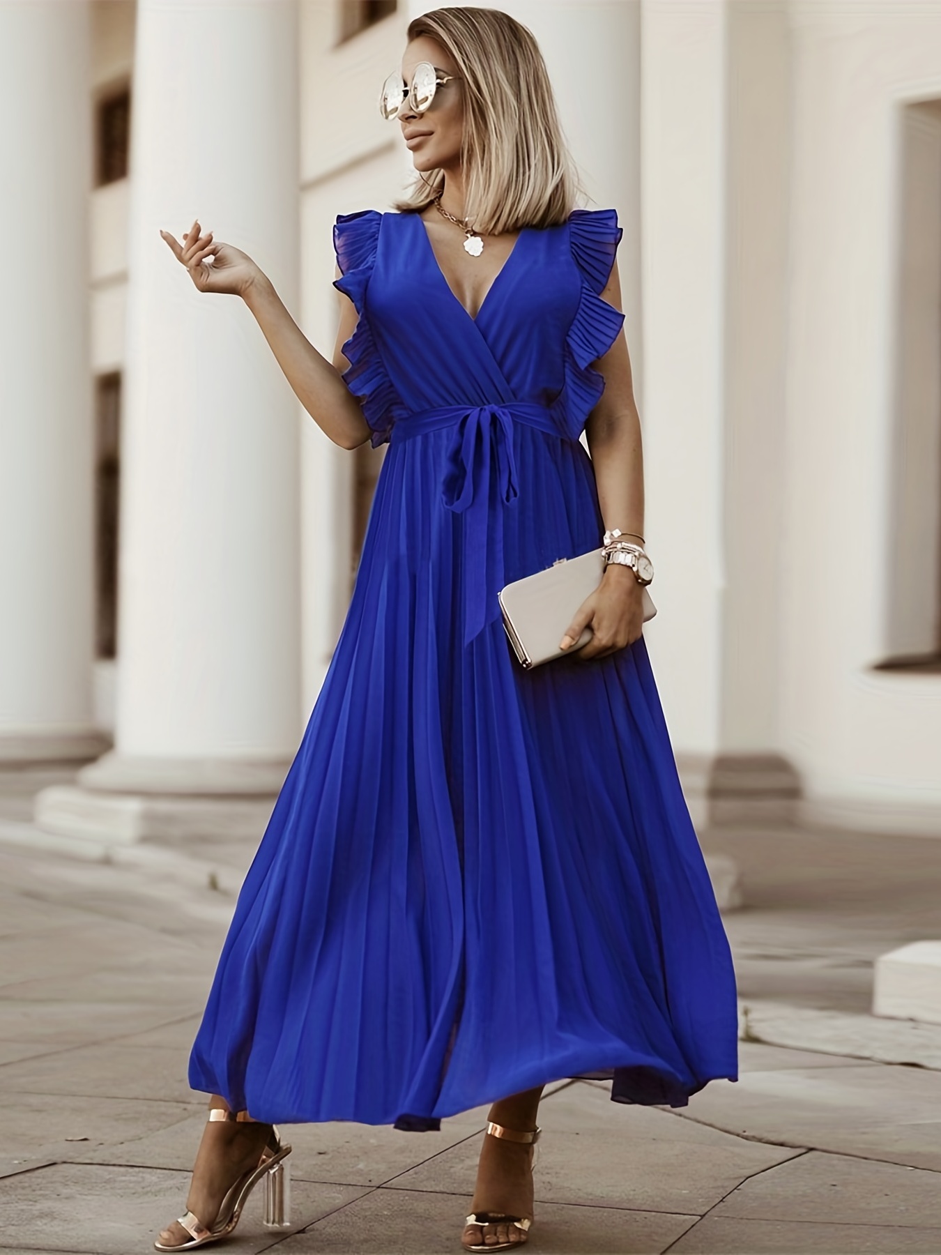 Ruffle Hem Solid A-line Dress