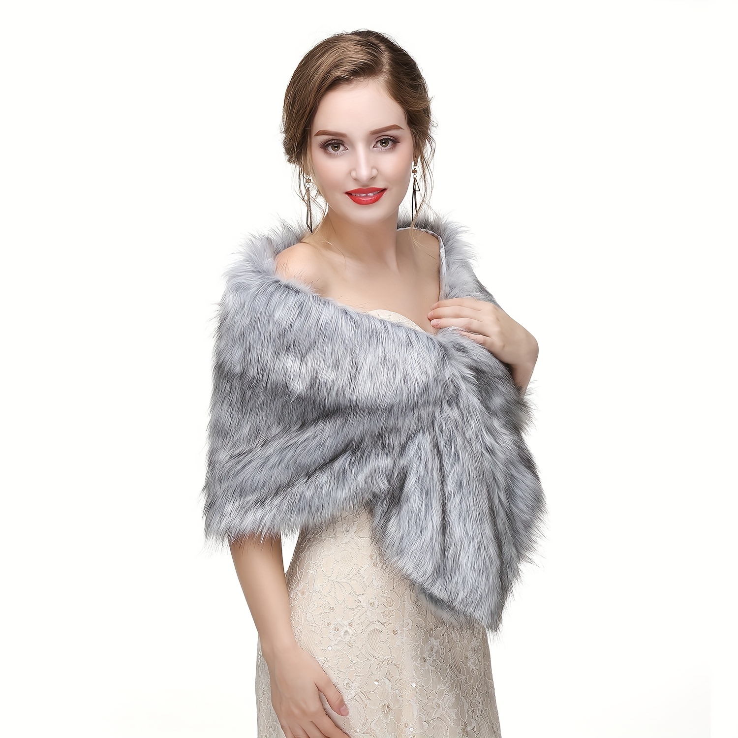 Silver Faux Fur Shawl