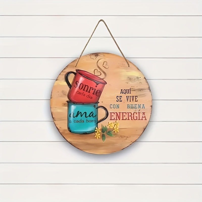 Kitchen Wooden Sign Round Wooden Board Painting Wooden Board - Temu