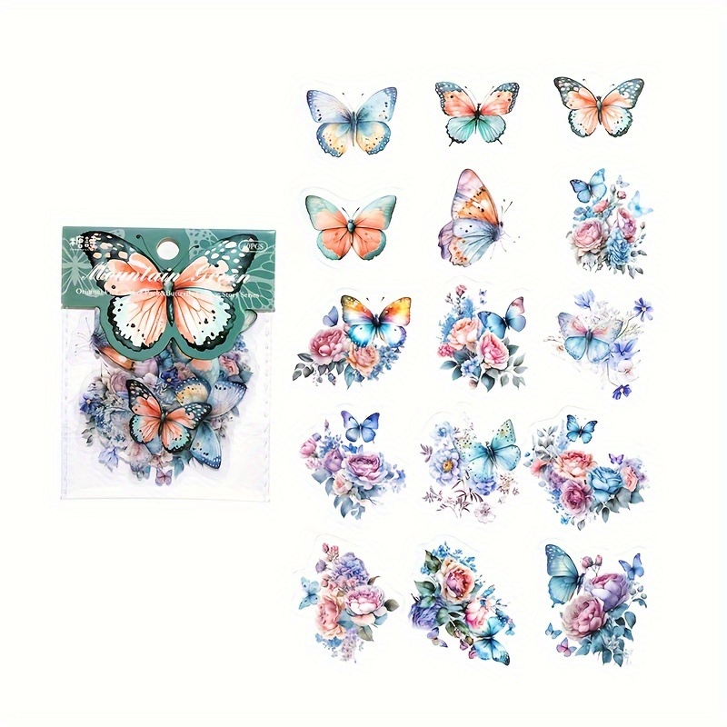 Multi colored Butterfly Material Paper Stickers Vintage - Temu