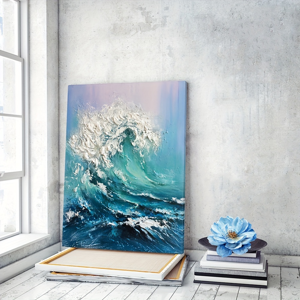 Framed Seascape Canvas Print Poster Beach Wave Canvas Wall - Temu