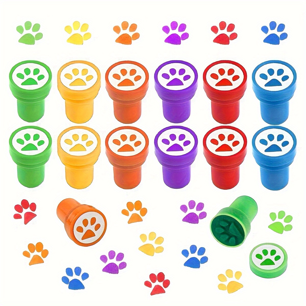 12pcs Dog Paw Print Stamp Self Inking Stamps Teacher Mini Stamps Colorful  Stamp Party Favors Assorted Stamp Set For Classroom Party Educational Learni