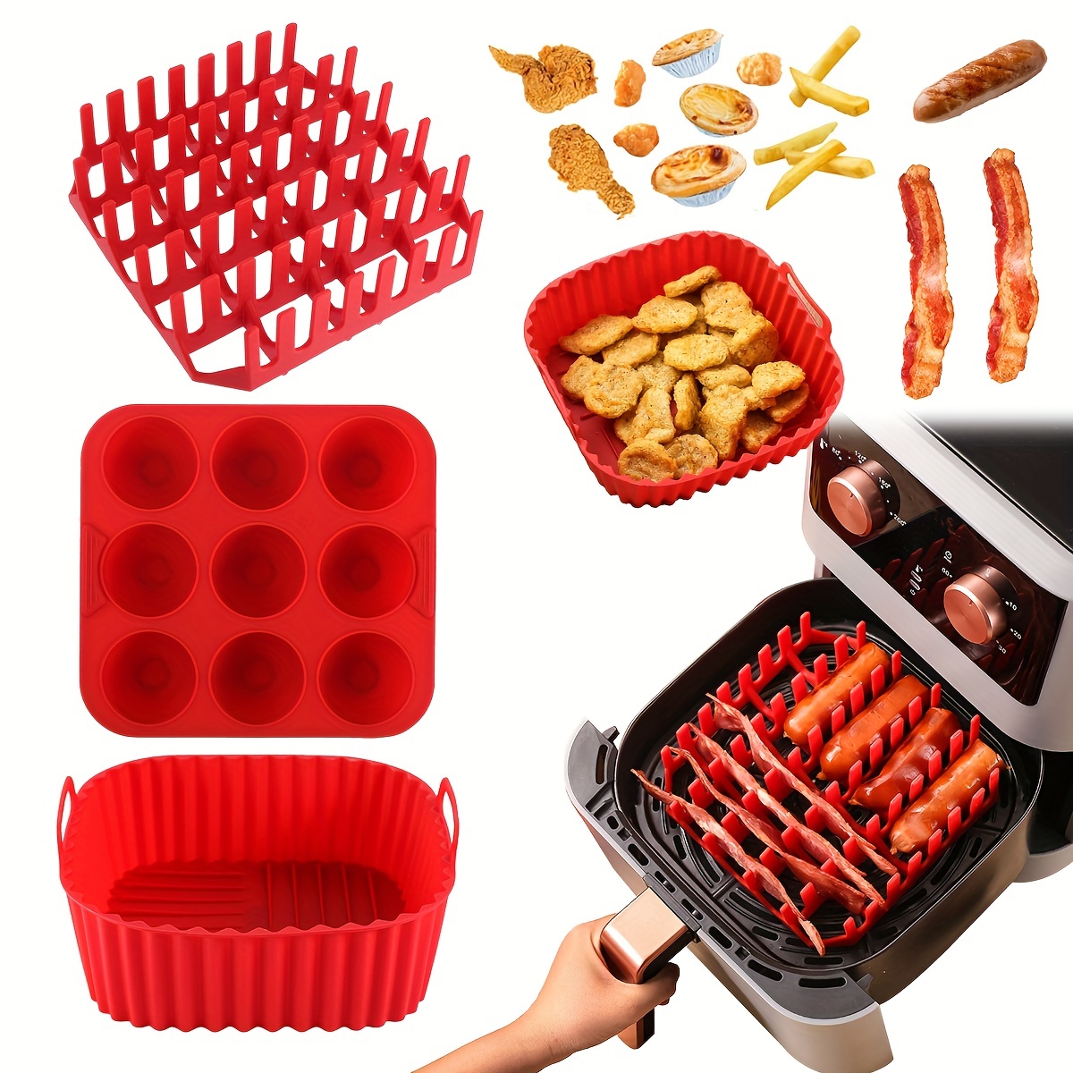 Bpa Free Large Round Square Shape Silicone Air Fryer Liners - Temu