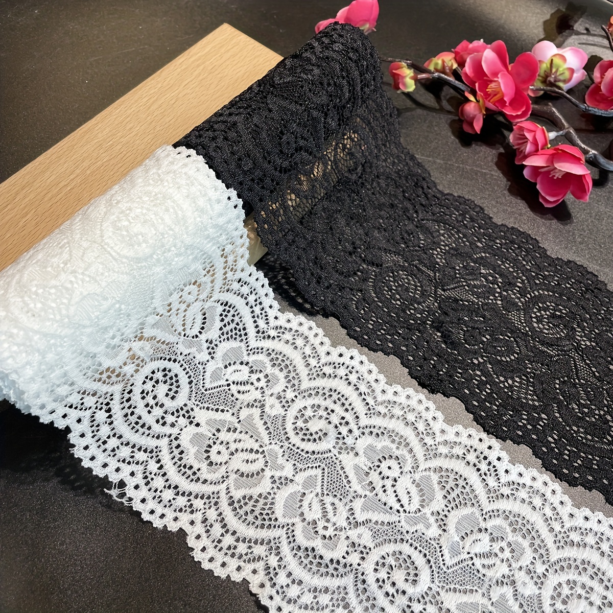 Elastic White Lace Ribbon African Lace Fabric Sewing Embroidered Lace Trim  Wedding Dress Clothing Accessories Ribbons