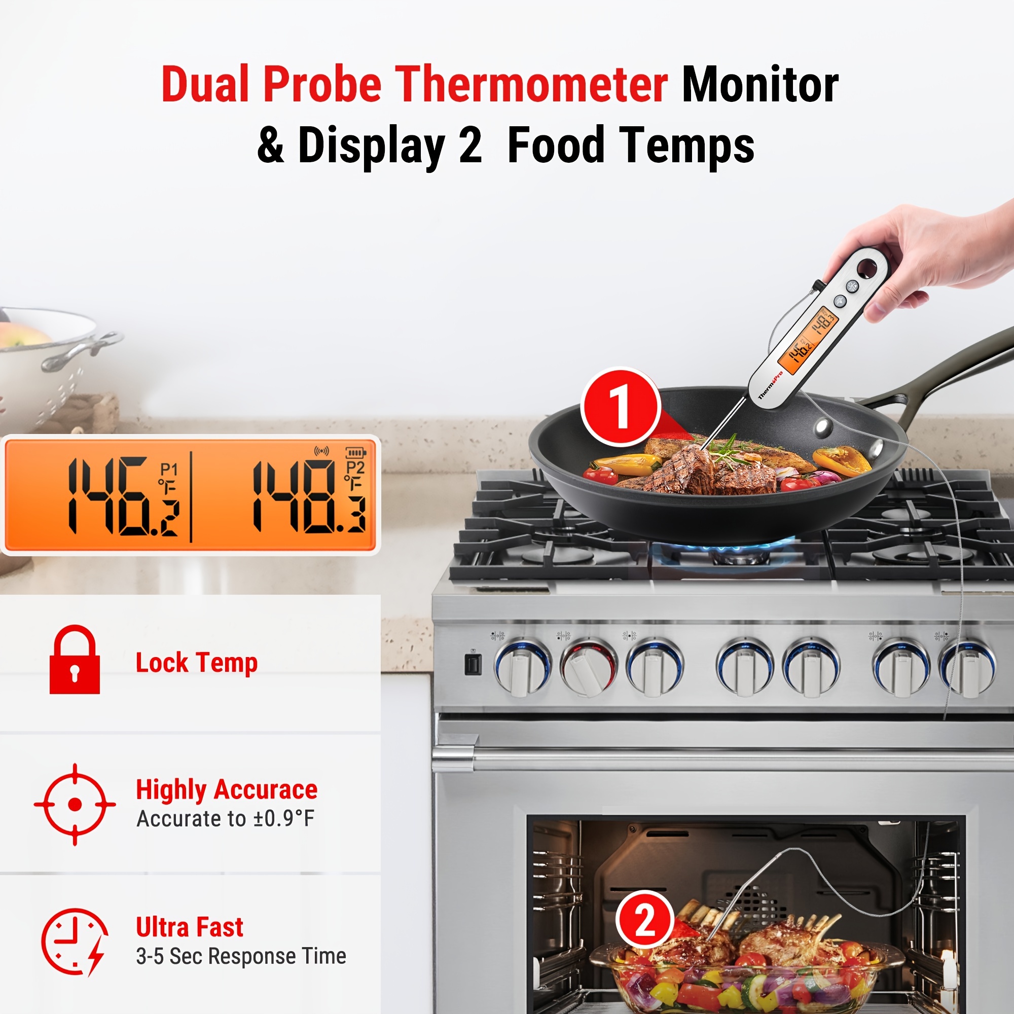 ThermoPro TP06B Digital Probe Kitchen Meat Food Candy Smoker Oven BBQ  Cooking Thermometer with Timer