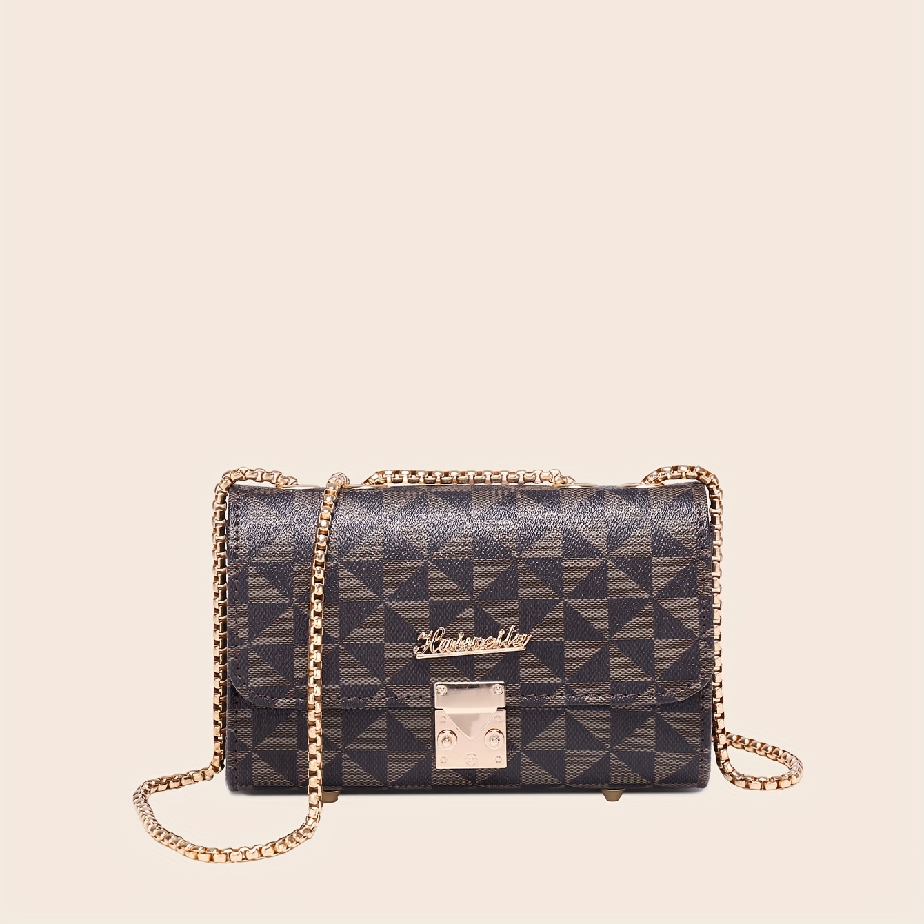 Temu Fashion Argyle Print Handbag