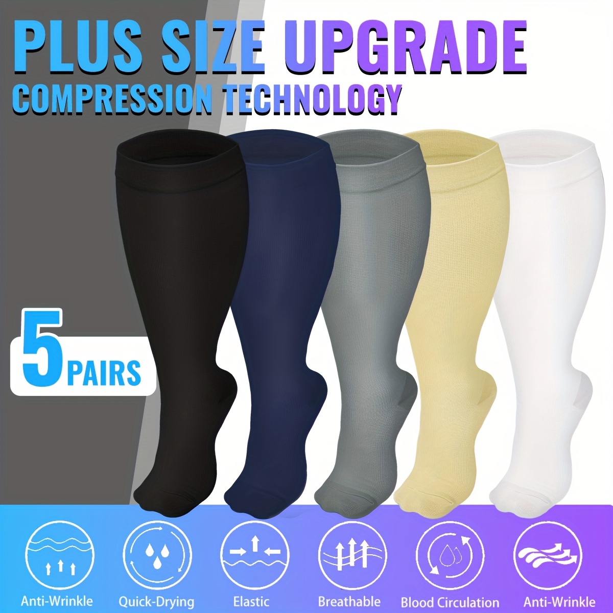 Elastic Copper Nylon Breathable Sports Compression Long Socks