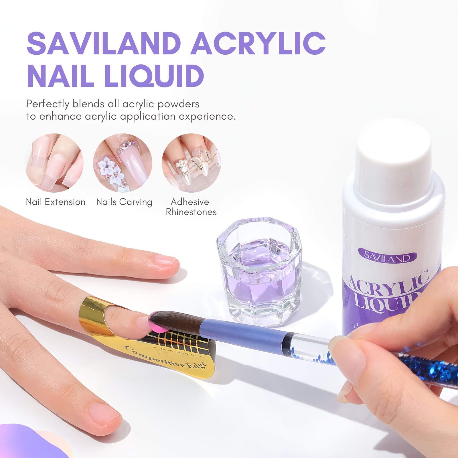 Saviland Acrylic Nail Brush Size 8 - Nail Brushes For Acrylic Application  With Acrylic Powder And Liquid Nail Supplies Acrylic Brushes For Nails  Extension & Carving Home DIY