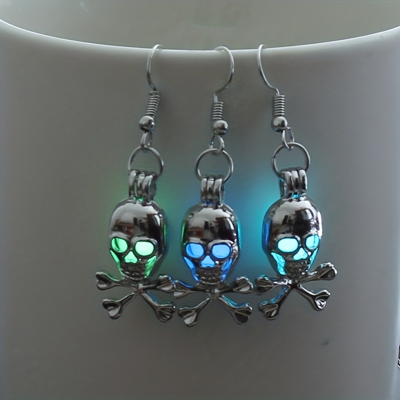 

Halloween -the-dark Skull Earrings - Bead Accents, Alloy And Copper, Nickel-free, Party Accessory For Women