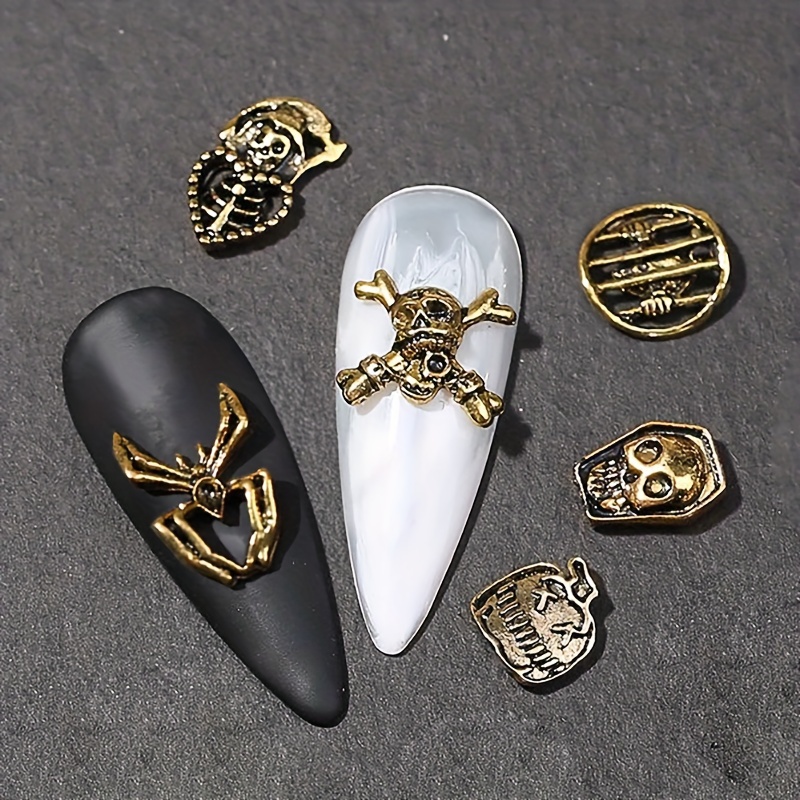 30pcs Halloween Nail Art Charms Retro Skull Accessories