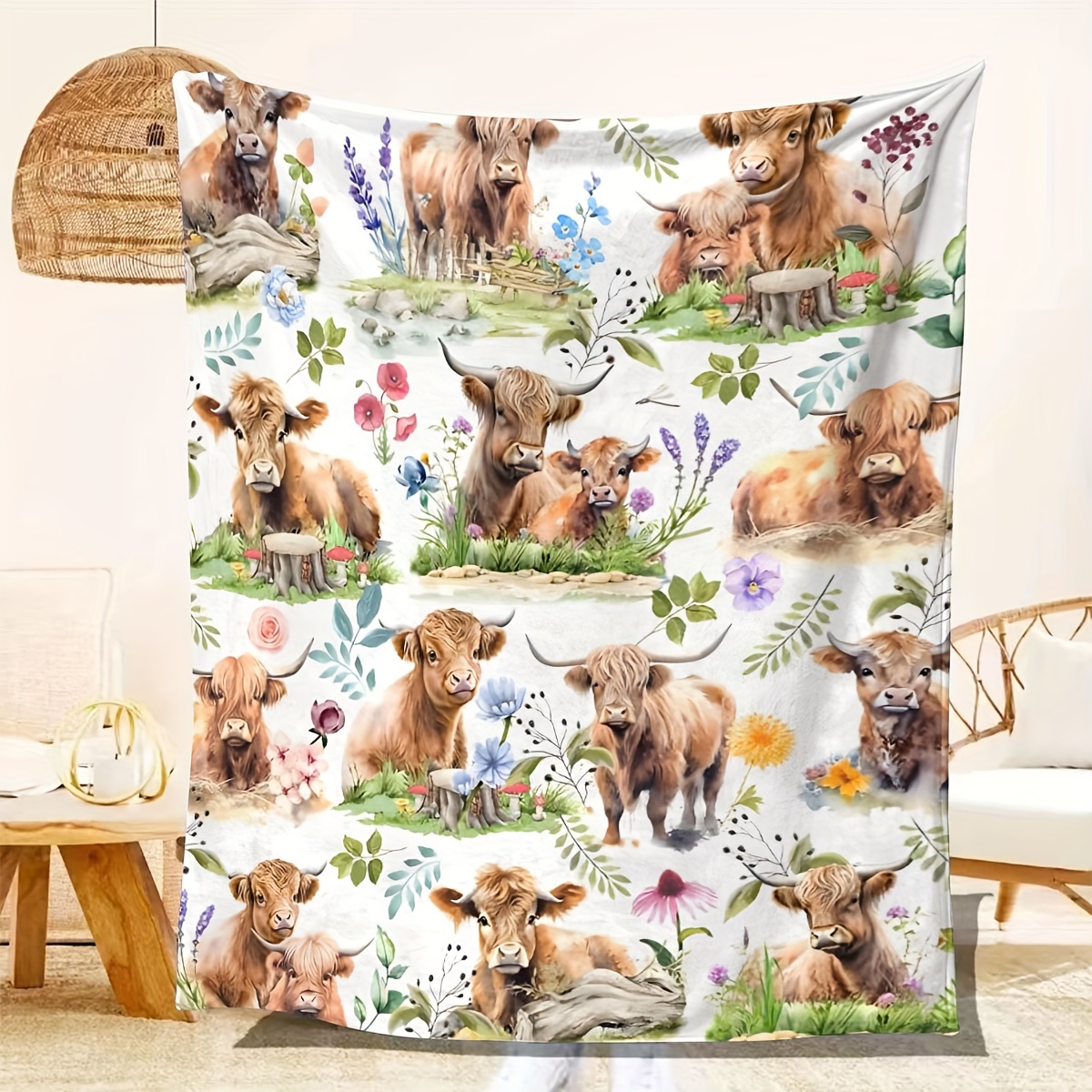 Cow Print Blanket Highland Cow Decorative Gift Cow Gift For - Temu