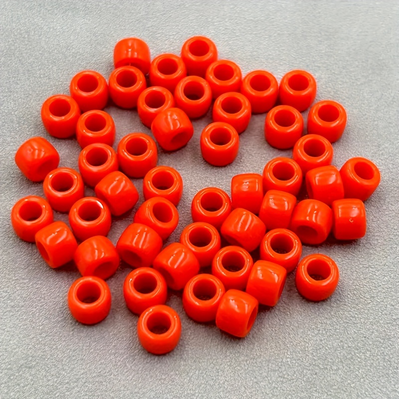  1000Pcs Pony Beads Bracelet 9mm Orange Plastic Barrel