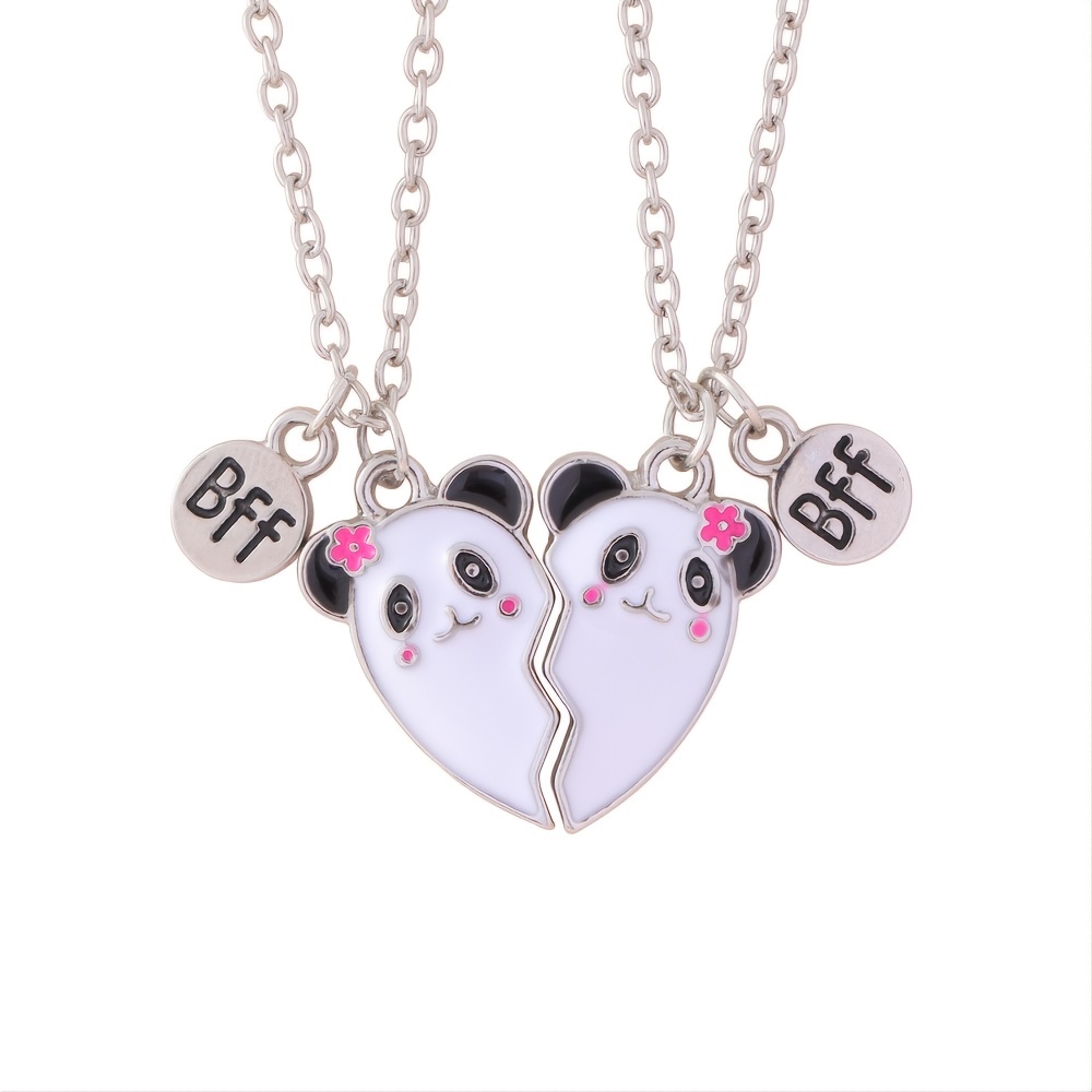 Desenho Animado Panda Heart Broken Pendant Necklace BFF Jóias De Casal Para  Meninas Moda Amizade Melhor Amiga