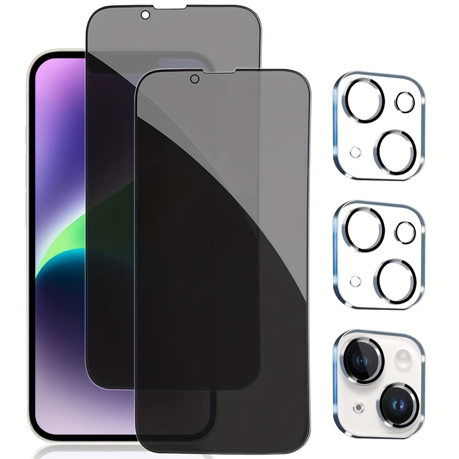 Paquete de 4 protectores de lente de cámara compatibles con iPhone  14/14 Plus, protector de pantalla de vidrio templado HD antiarañazos para iPhone  14 y iPhone 14 Plus, color negro : Celulares y Accesorios